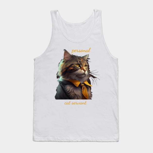 Personal Cat Servant - Rich and Luxurious Feline with Necktie Tank Top by emmamarlene